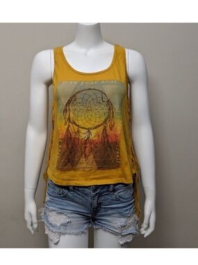 Freeze yellow tassel dreamcatcher tank top